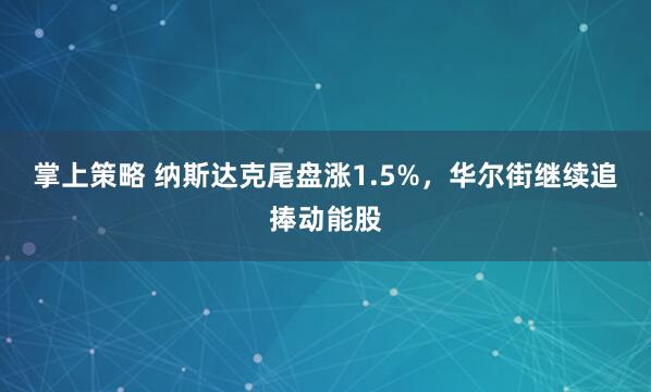掌上策略 纳斯达克尾盘涨1.5%，华尔街继续追捧动能股